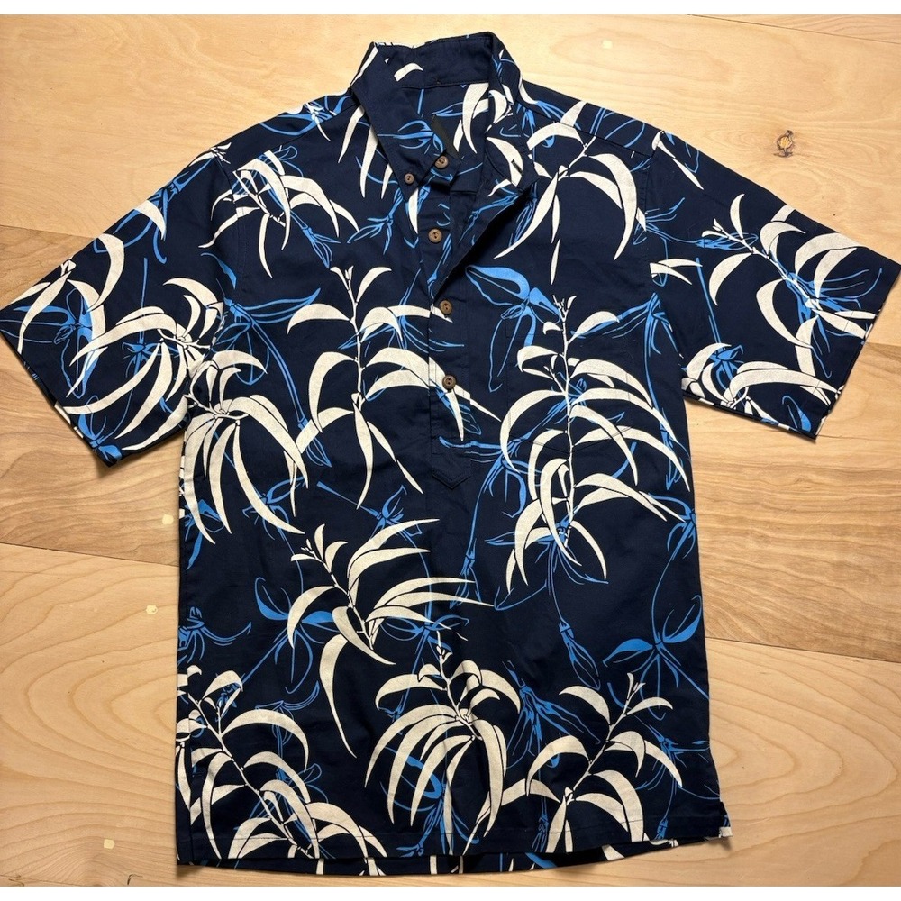 Sig Zane Designs Sig On Smith Hawaiian Shirt Blue Cotton Pullover Botanical S